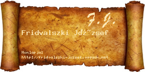 Fridvalszki József névjegykártya