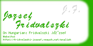 jozsef fridvalszki business card